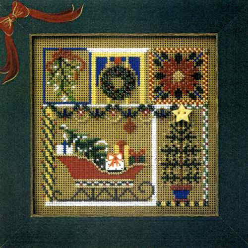 Holiday Greetings cross stitch bead kit from Mill Hill MH-CB149A
