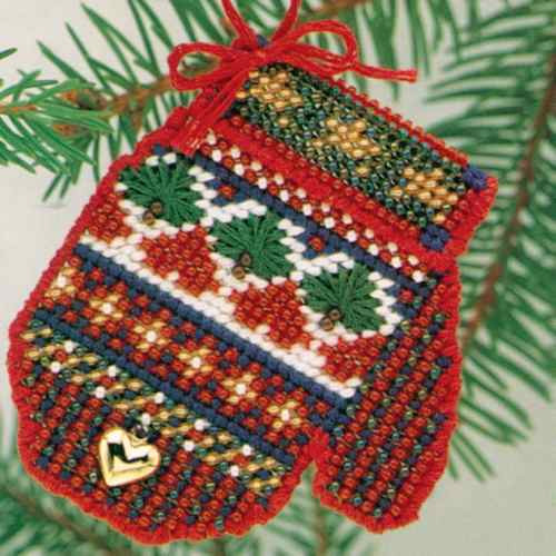 Sampler Mitten cross stitch bead kit from Mill Hill MH-CM10
