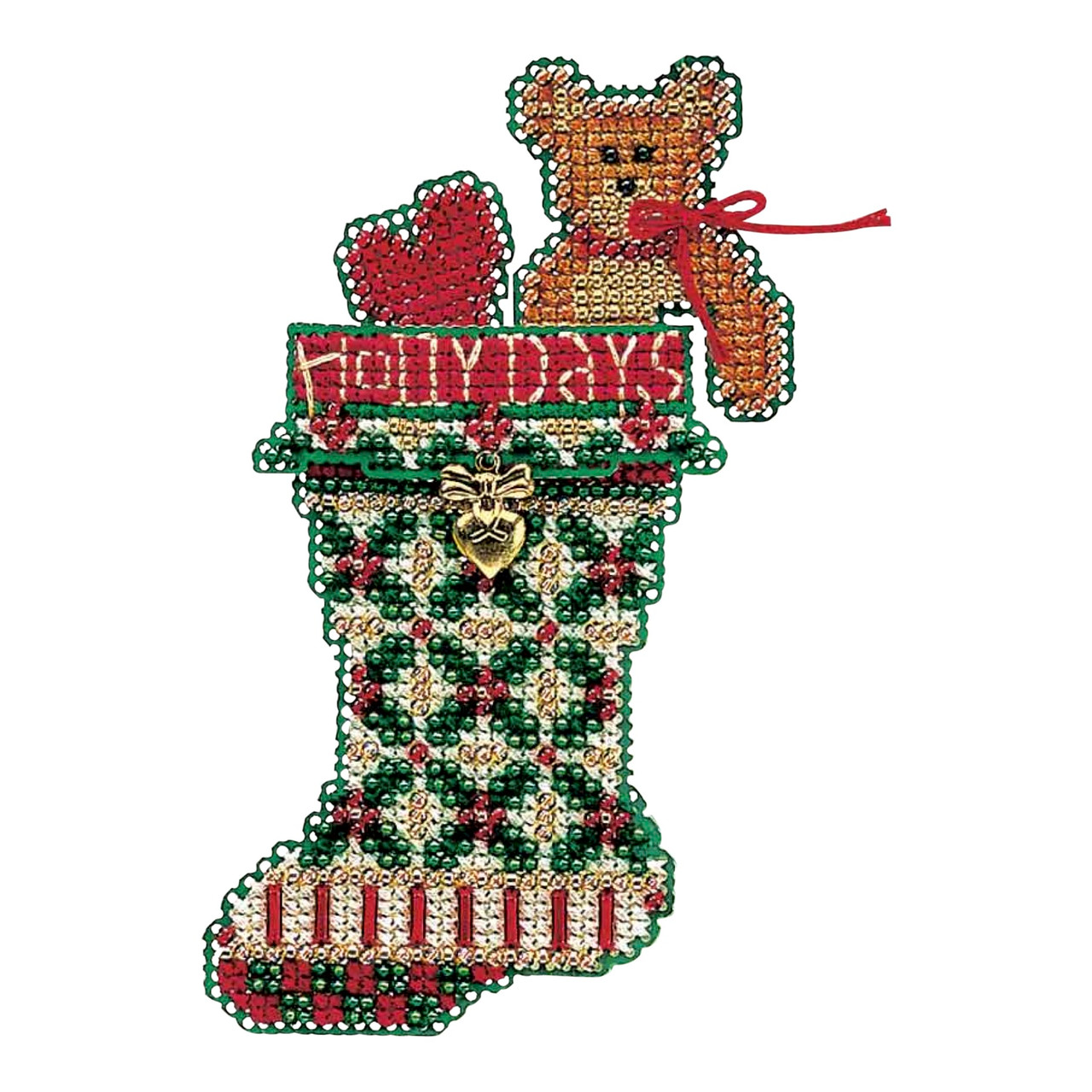 Holly Days Stocking cross stitch bead kit from Mill Hill MH-CS47