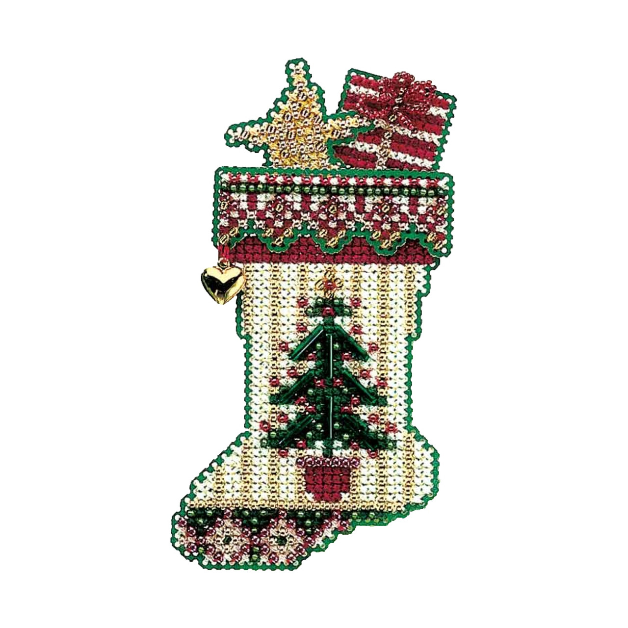 Evergreen Stocking cross stitch bead kit from Mill Hill MH-CS48