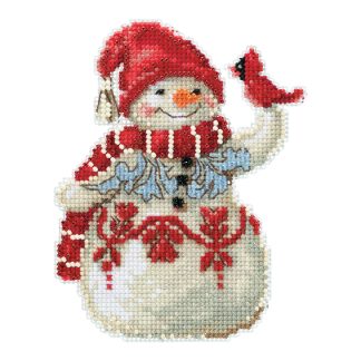 Snowman with Cardinal cross stitch bead kit from Mill Hill MH-JS201914