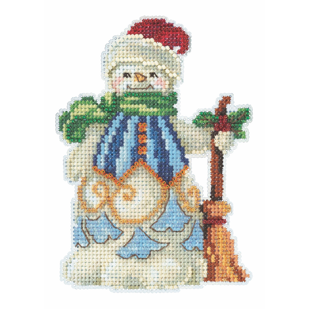 Clean Sweep Snowman cross stitch bead kit from Mill Hill MH-JS202013