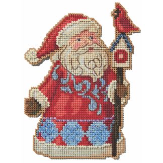 Santa and Cardinal Birdhouse cross stitch bead kit from Mill Hill MH-JS202411