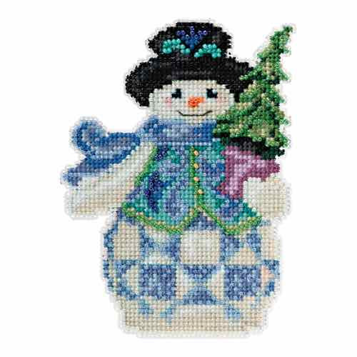 Evergreen Snowman cross stitch bead kit from Mill Hill MH-JS205101