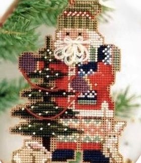 Pine Tree Santa cross stitch bead kit from Mill Hill MH-NS3