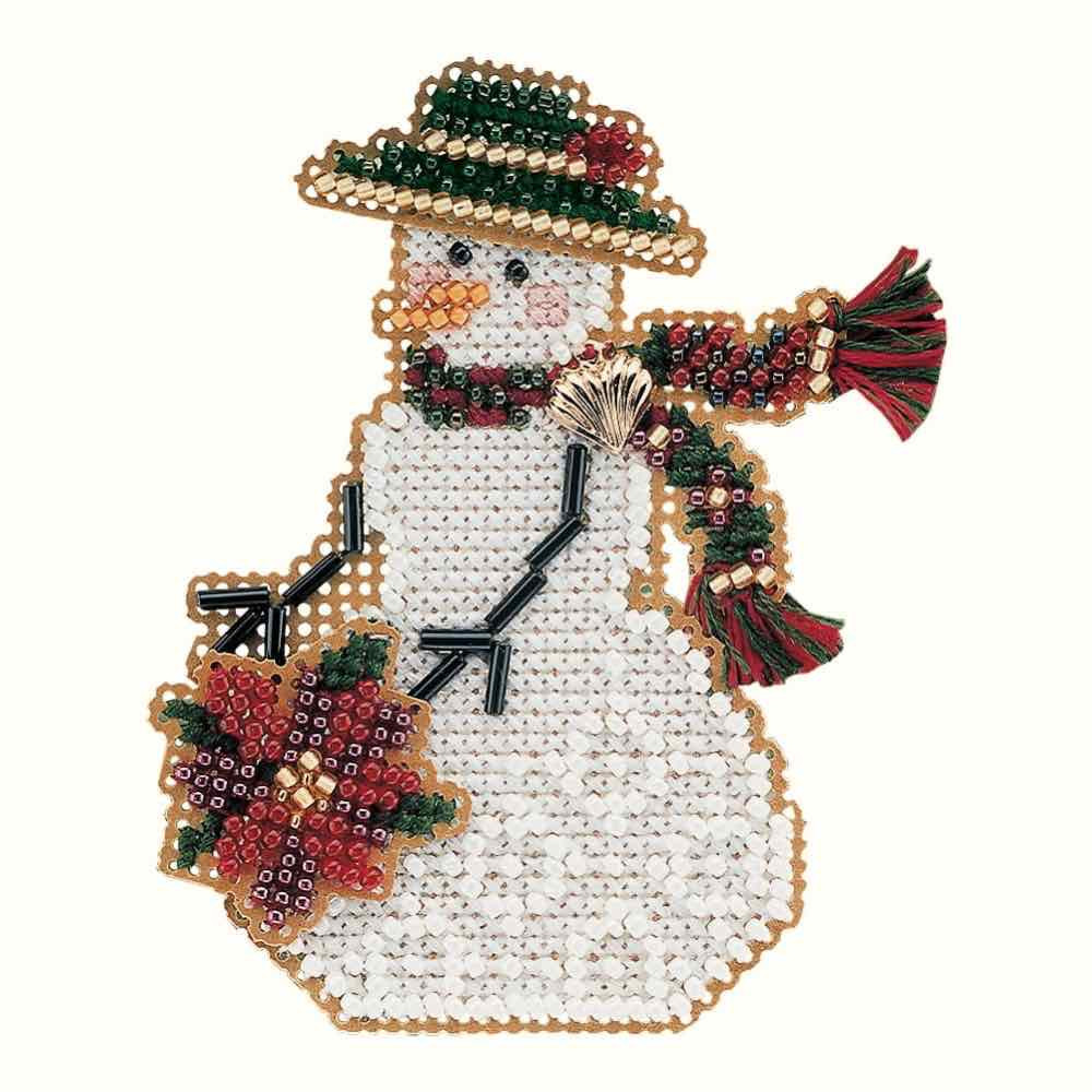 Poinsettia Snow Charmer cross stitch bead kit from Mill Hill MH-SC30