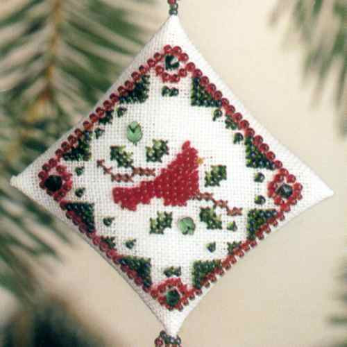 Holiday Cardinal Tiny Treasured Diamond cross stitch bead kit from Mill Hill MH-TD20
