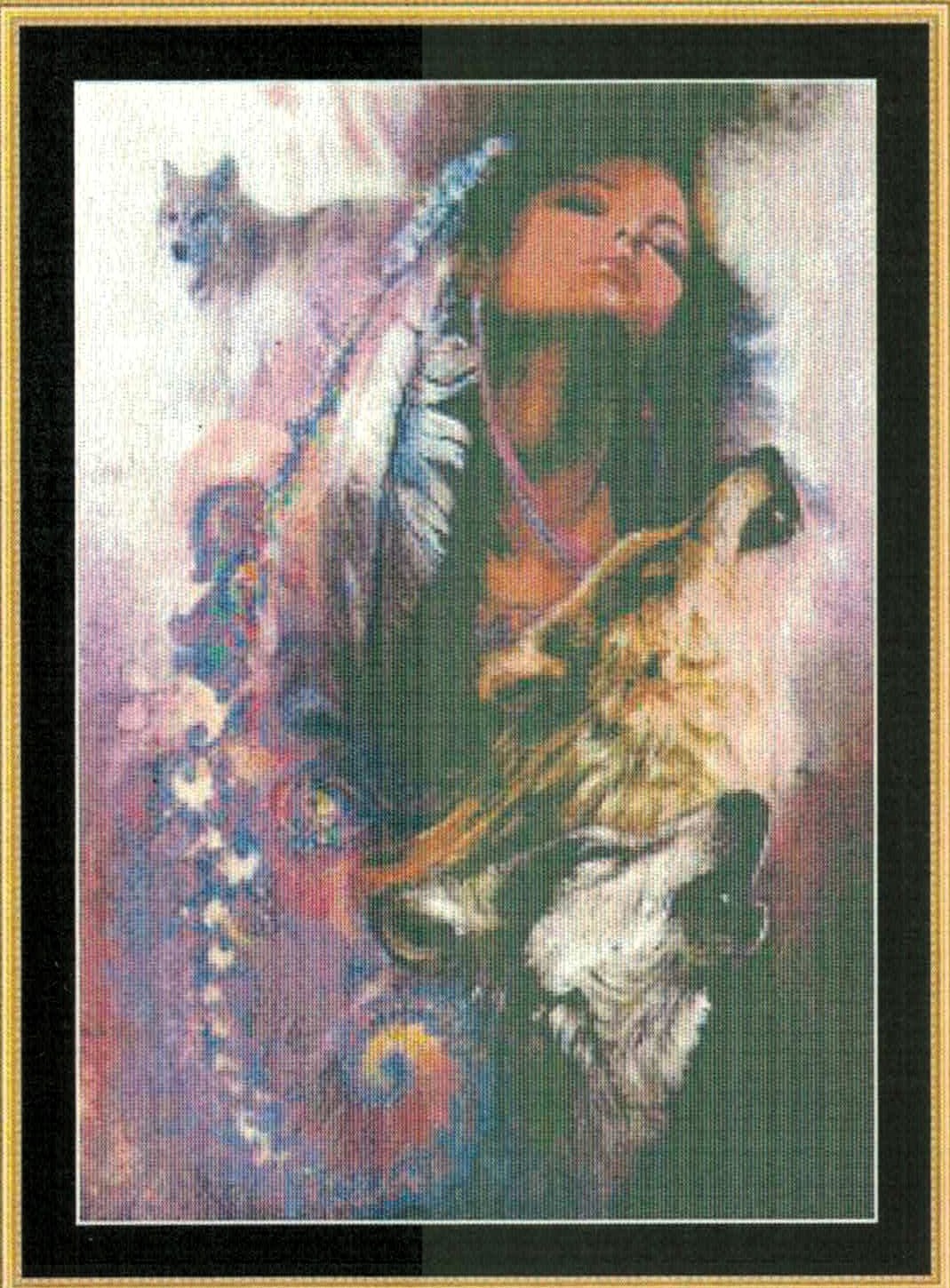 Song of the Golden Wolf cross stitch pattern from Mystic Stitch MS-DENL01