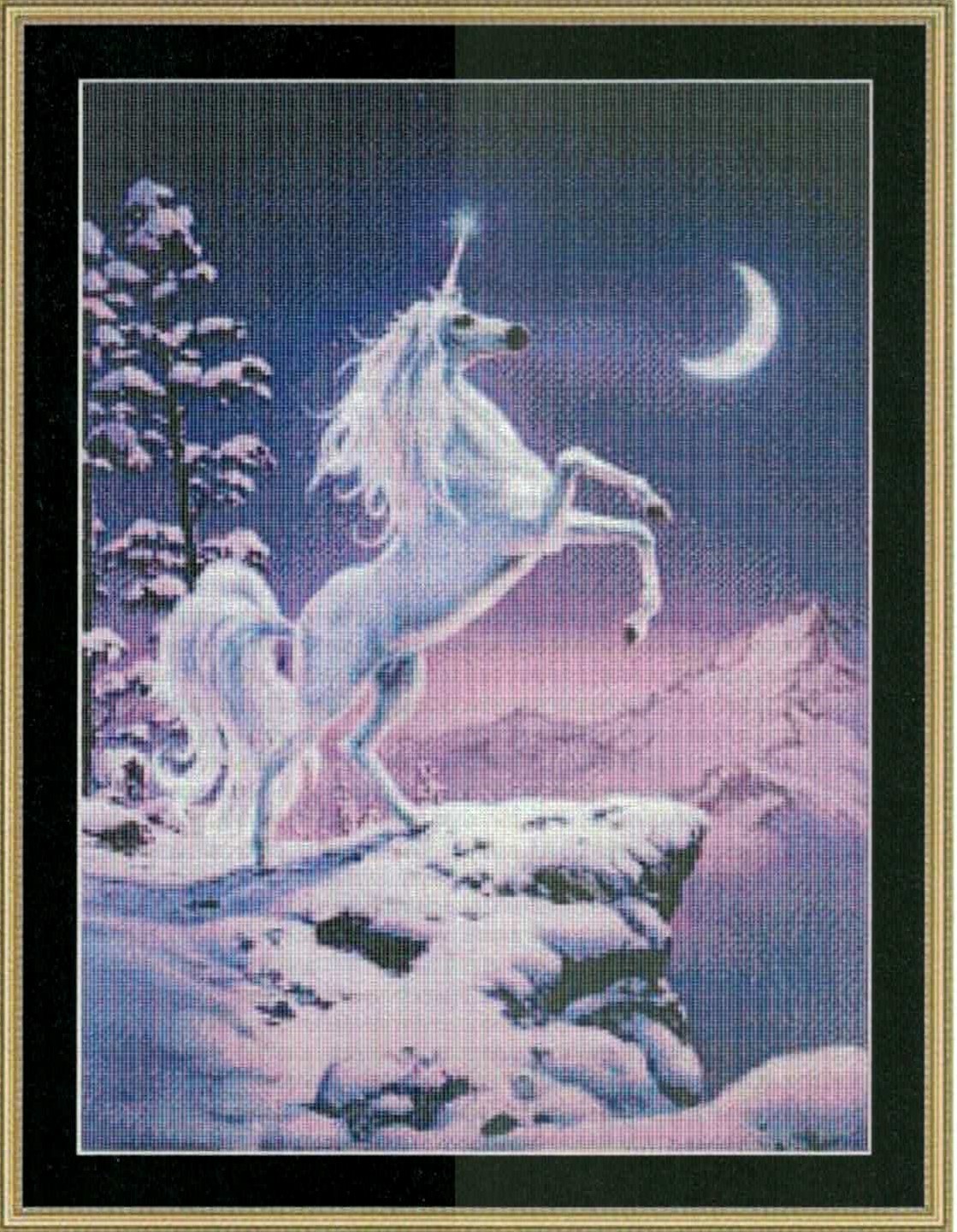 Moonlight Unicorn cross stitch pattern from Mystic Stitch MS-MKJ01