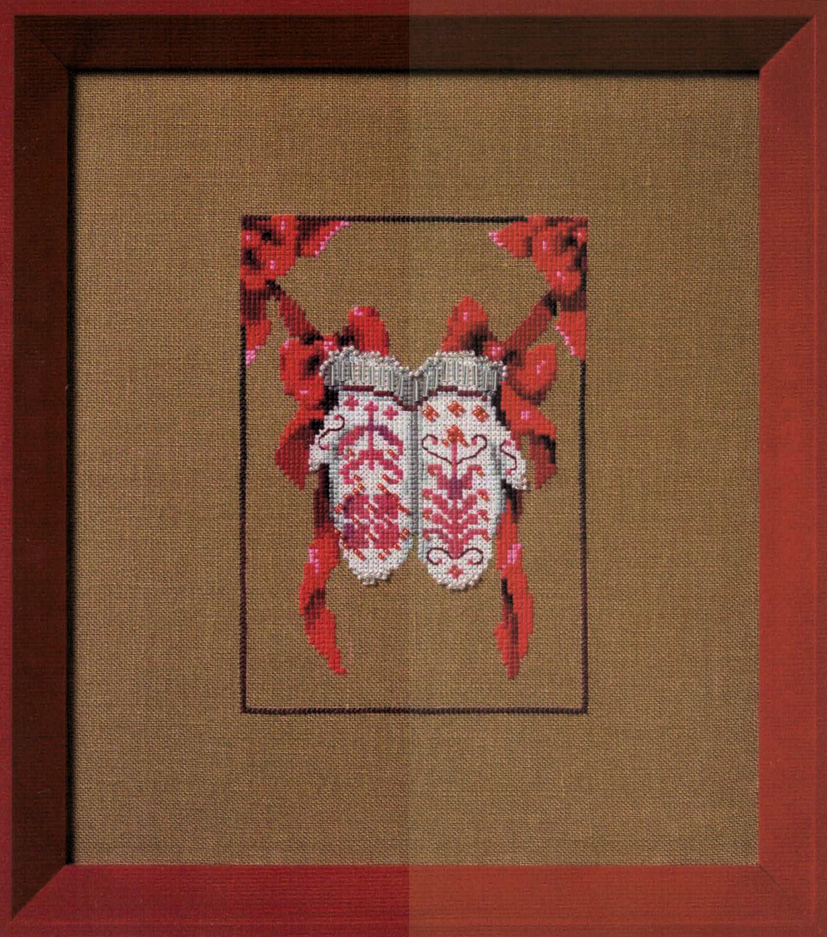 Red Mittens cross stitch pattern from Nora Corbett NC-363