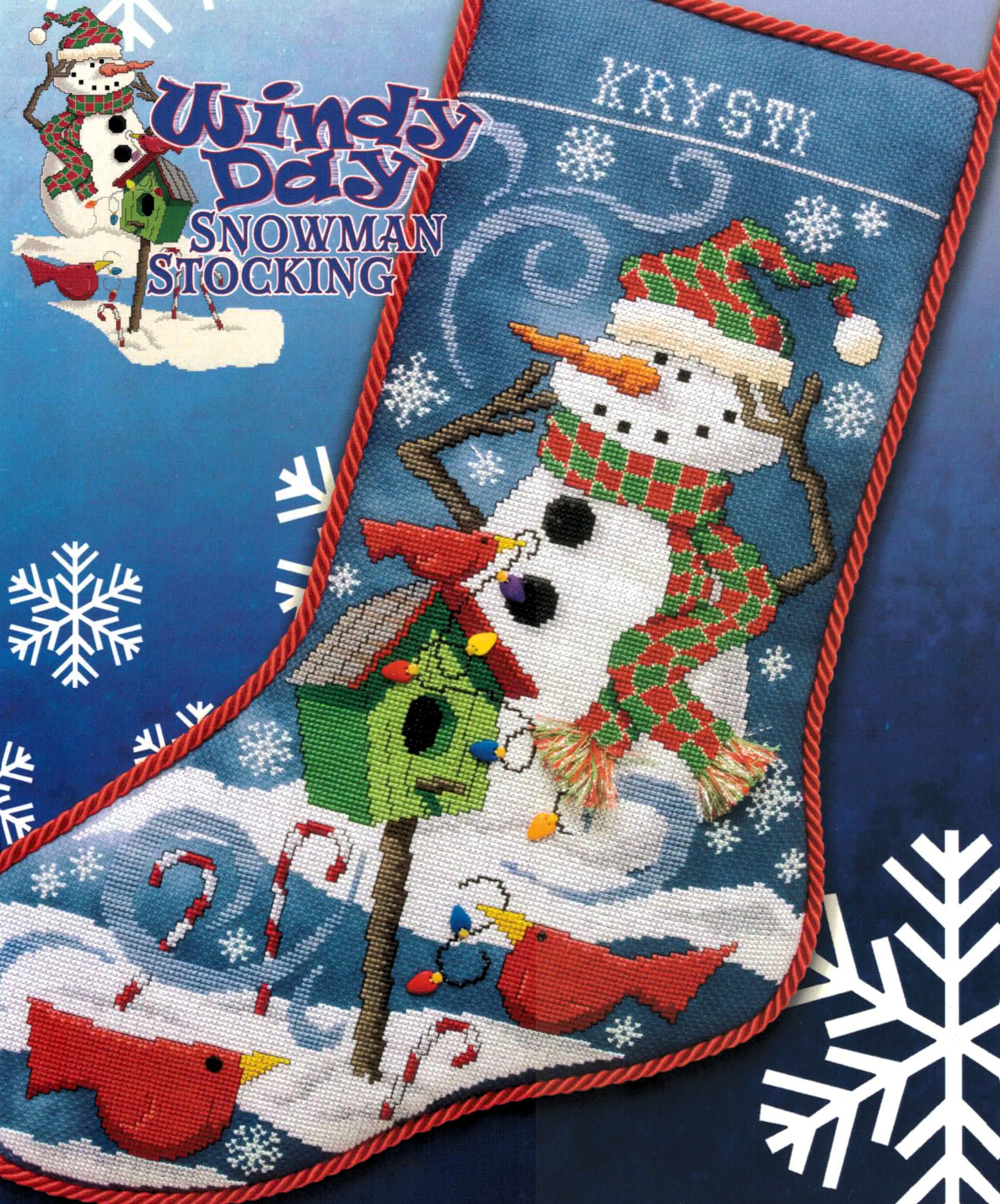 Windy Day Snowman Stocking