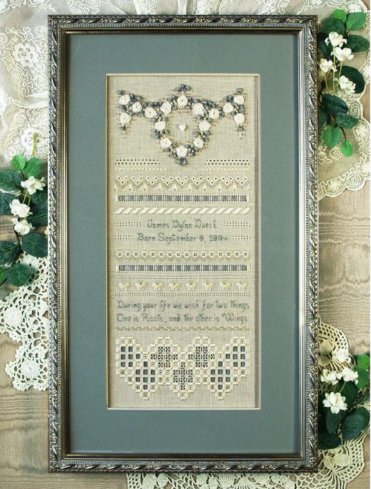 Heirloom Birth Sampler cross stitch pattern from The Victoria Sampler VS-009