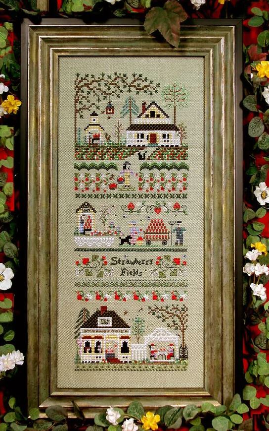 Strawberry Fields Farm cross stitch pattern from The Victoria Sampler VS-080