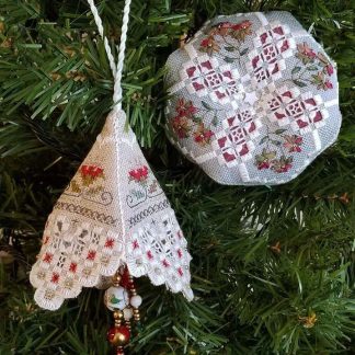 Poinsettia Tuffet and Tudor Tassel cross stitch pattern from The Victoria Sampler VS-240