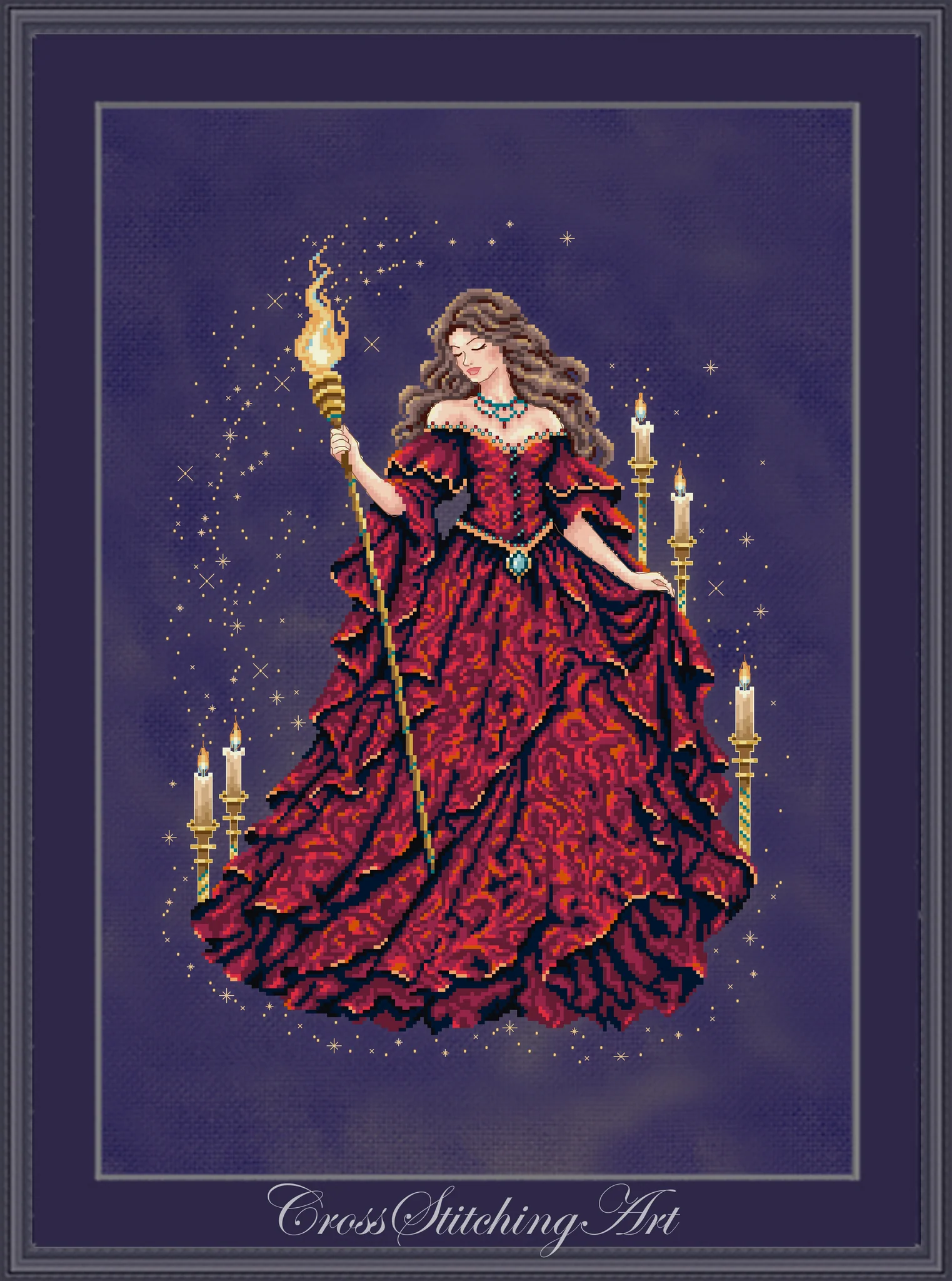 Rhea, Priestess of Fire cross stitch pattern from Cross Stitching Art CSA-RHE