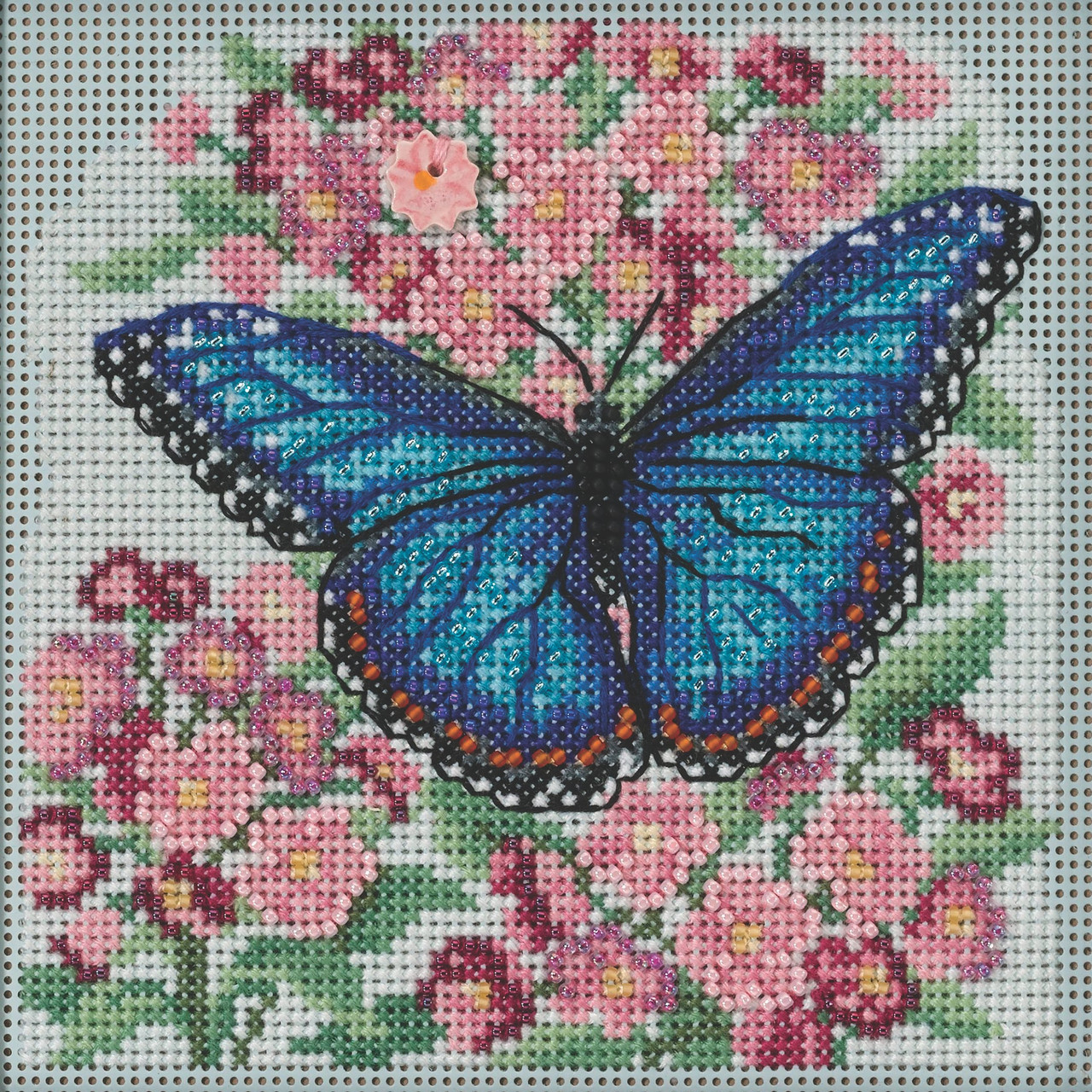 Blue Morpho Butterfly cross stitch bead kit from Mill Hill MH-142216