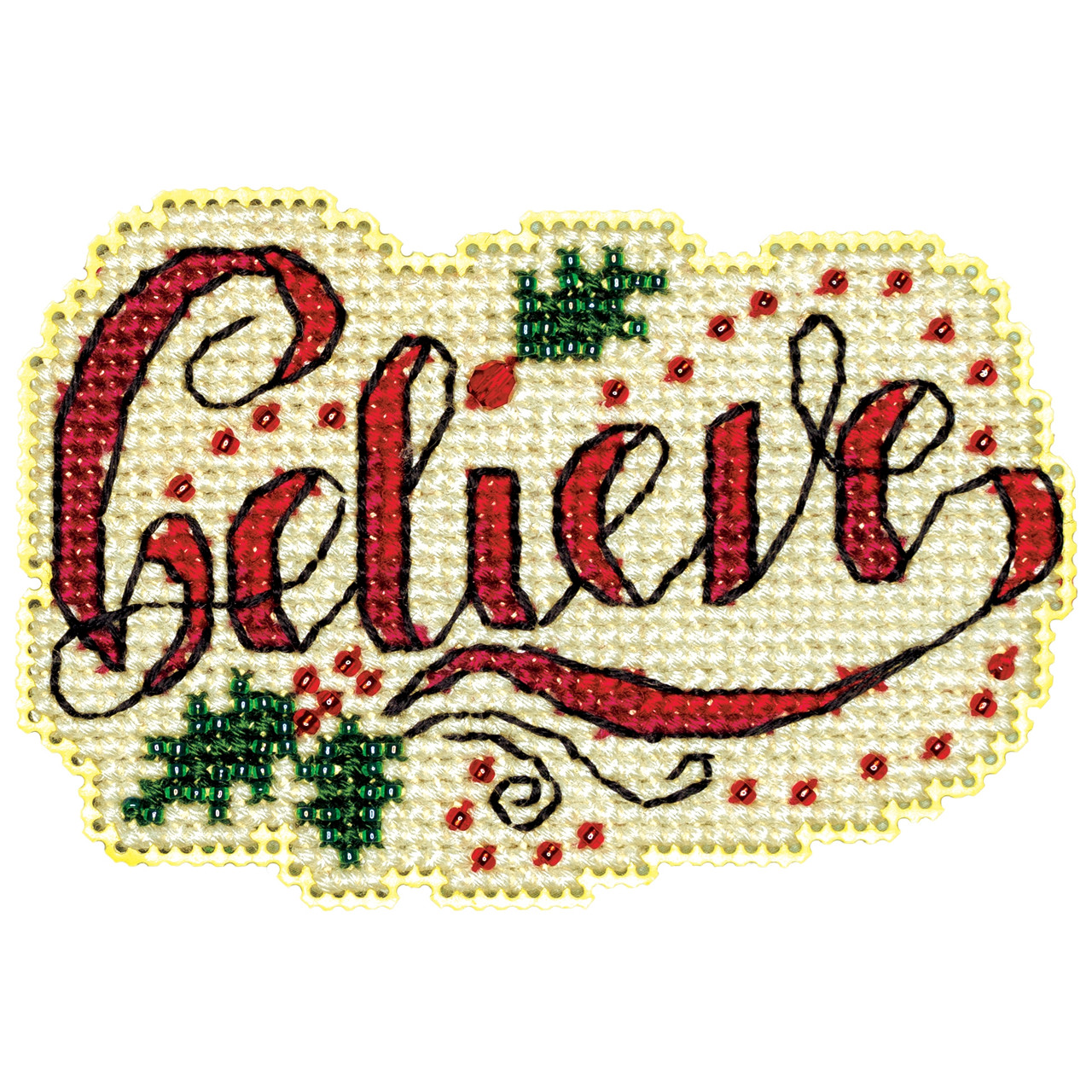 Holly Believe cross stitch bead kit from Mill Hill MH-182333