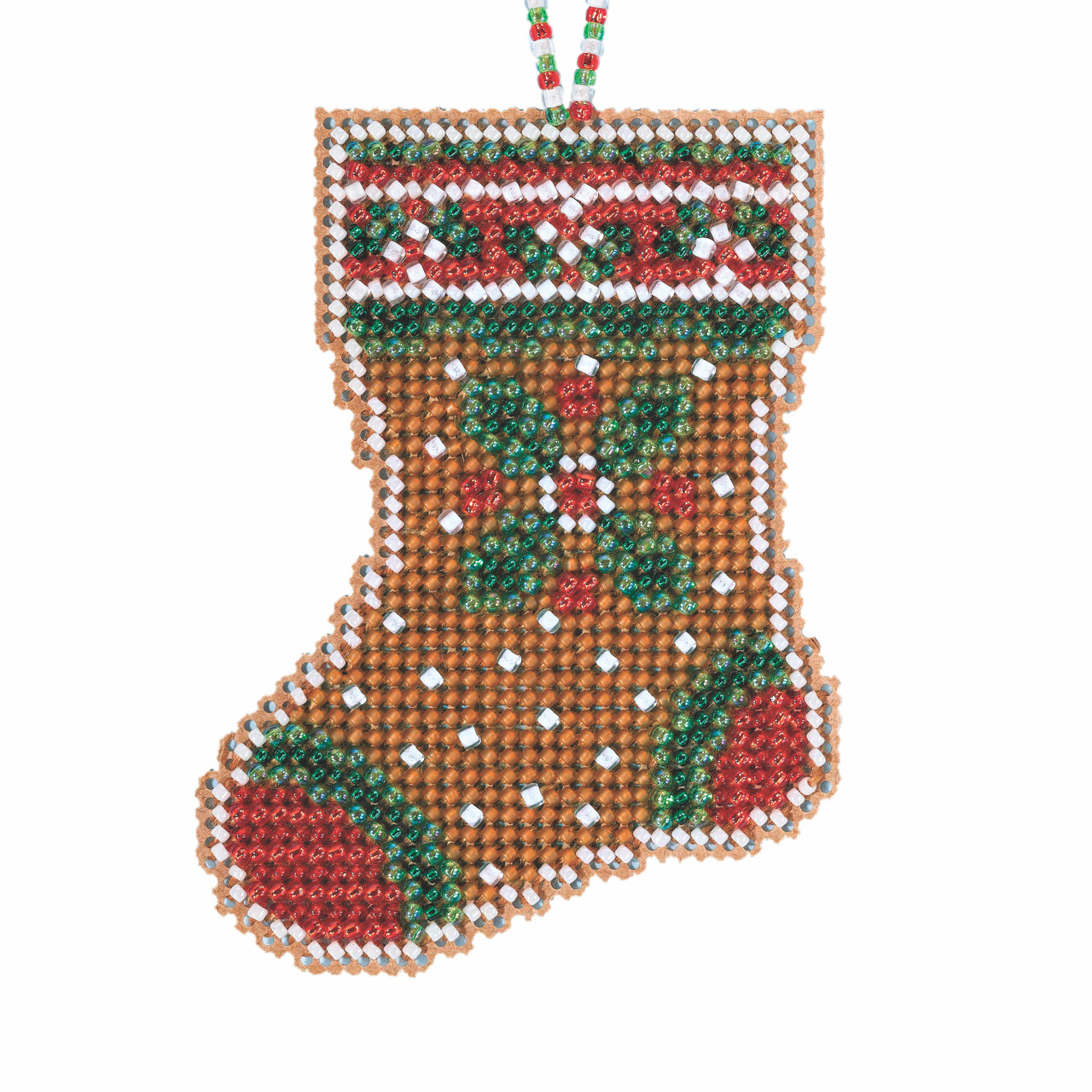 Gingerbread Stocking cross stitch bead kit from Mill Hill MH-212112