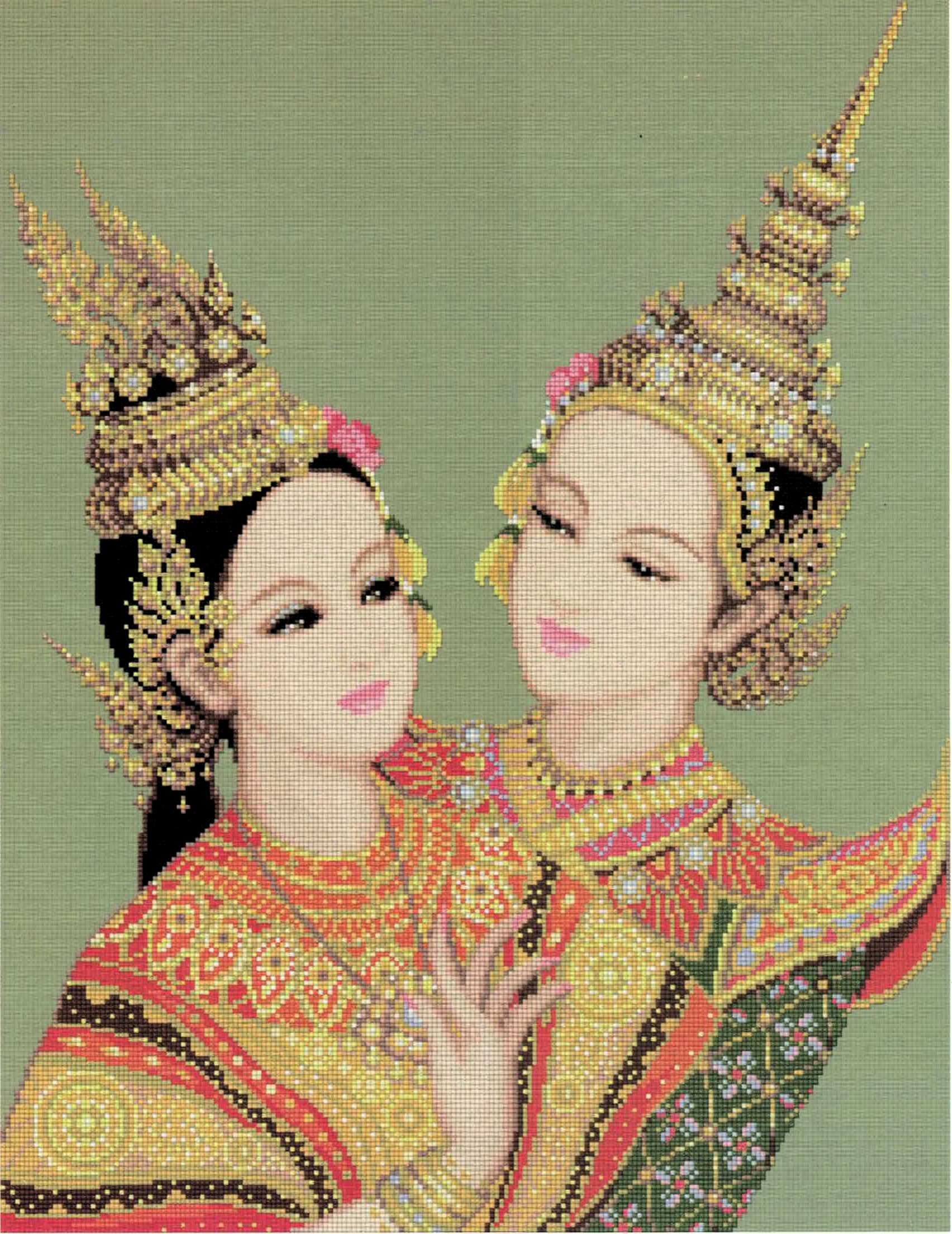 Two Thai Dancers cross stitch pattern from Pinn Stitch PN-LETD01