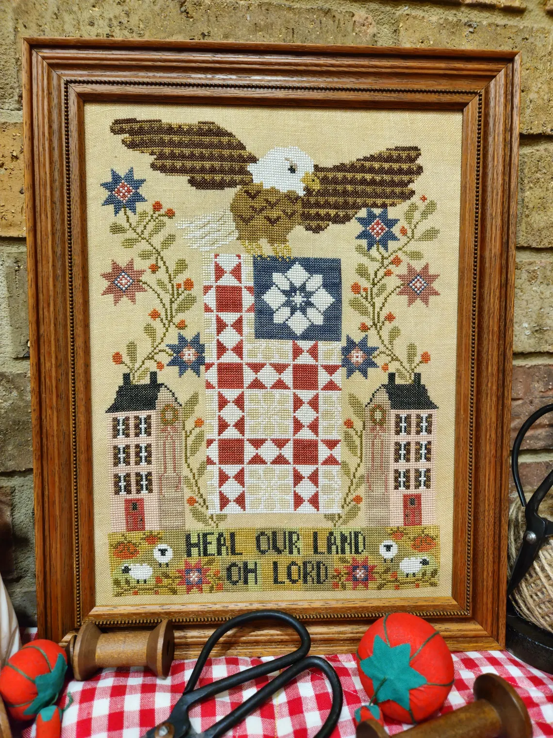 Heal Our Land cross stitch pattern from Quaint Rose Needlearts QRN-HEA