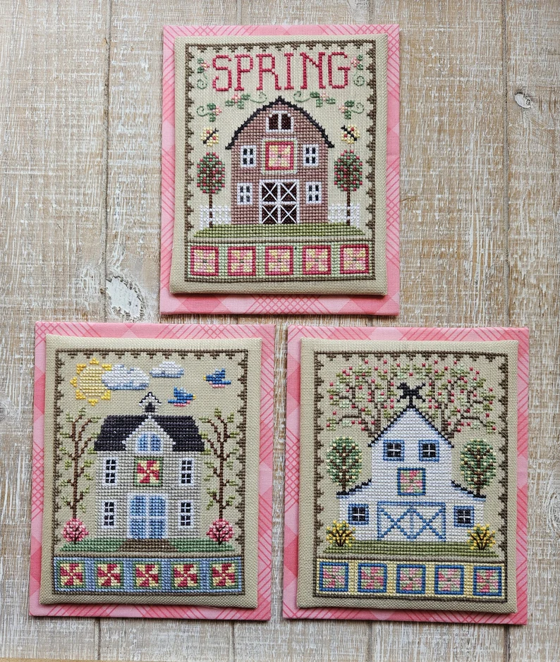 Spring Barn Trio cross stitch pattern from Waxing Moon Designs WMD-223