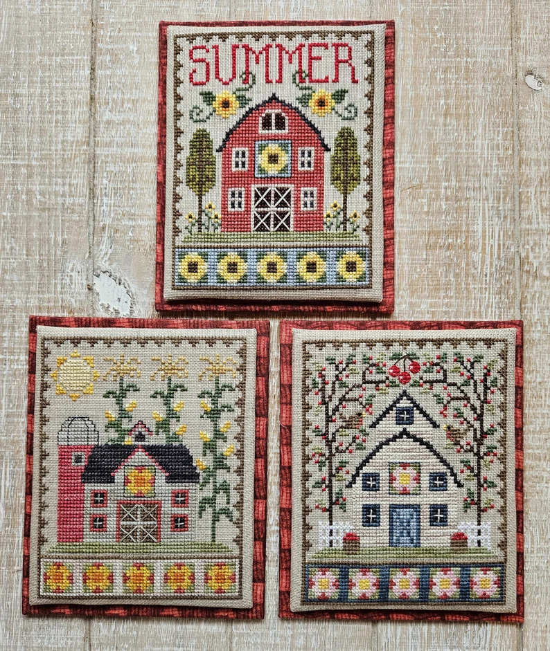 Summer Barn Trio cross stitch pattern from Waxing Moon Designs WMD-224