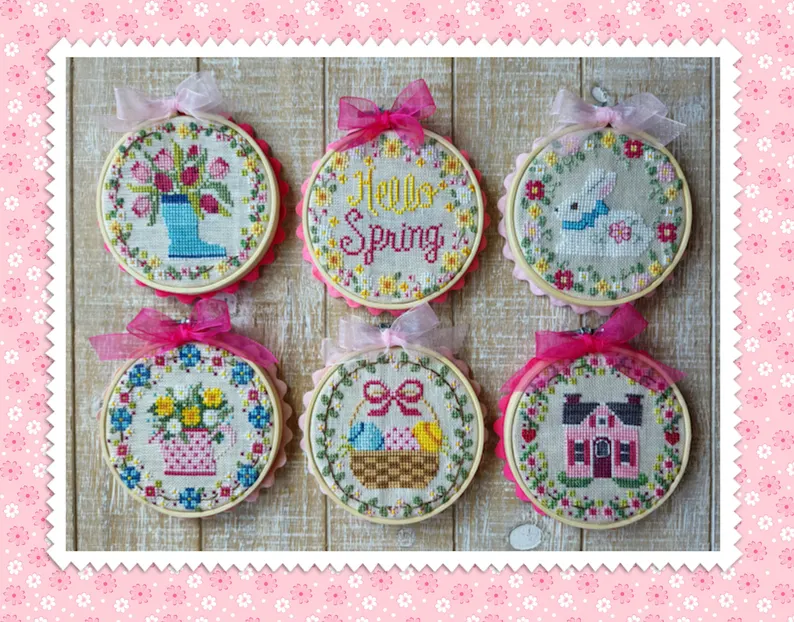 Spring Mini-Rounds cross stitch pattern from Waxing Moon Designs WMD-230