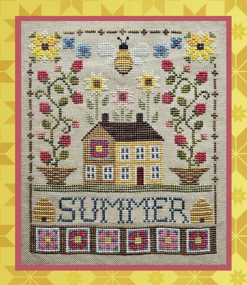 Summer Saltbox cross stitch pattern from Waxing Moon Designs WMD-238